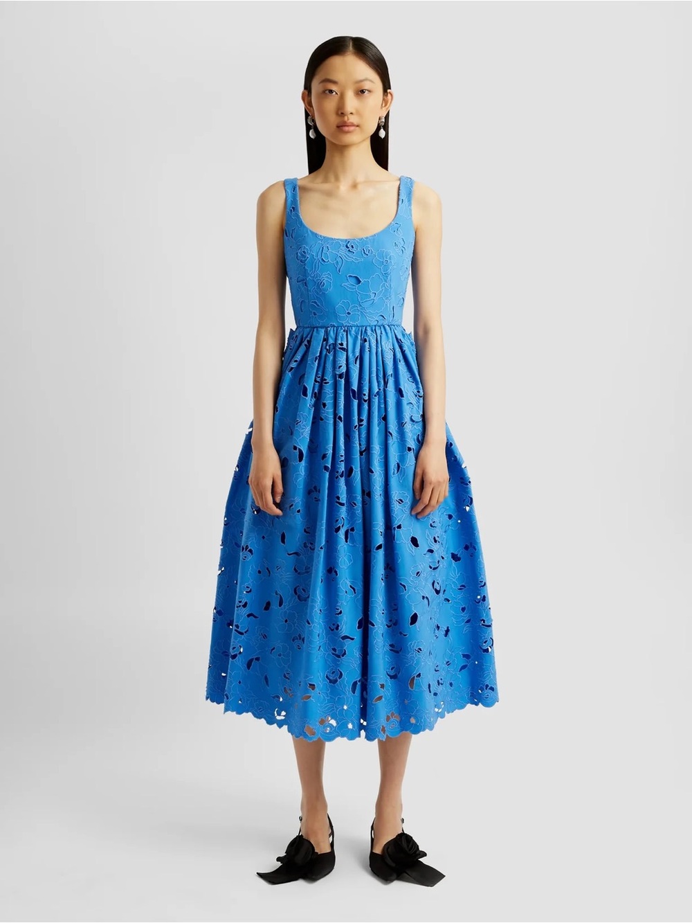 Erdem Floral Cotton Cutwork Sleeveless Midi Dress NWT